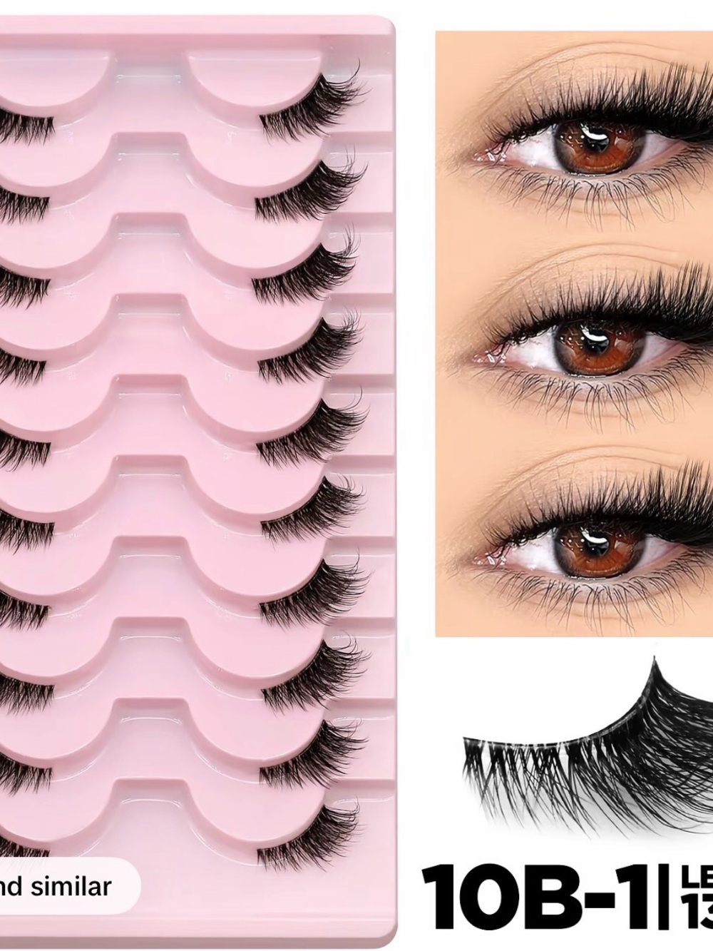Natural Black False Eyelashes - 10 Pairs